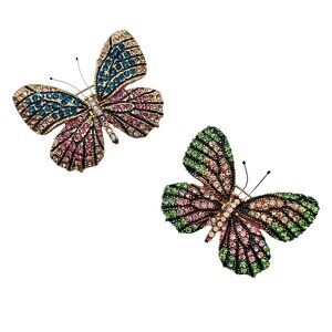 VTG Brooch 2PC  Whimsical Fairycore Cottage Spring Summer Butterfly Pin Jewelry